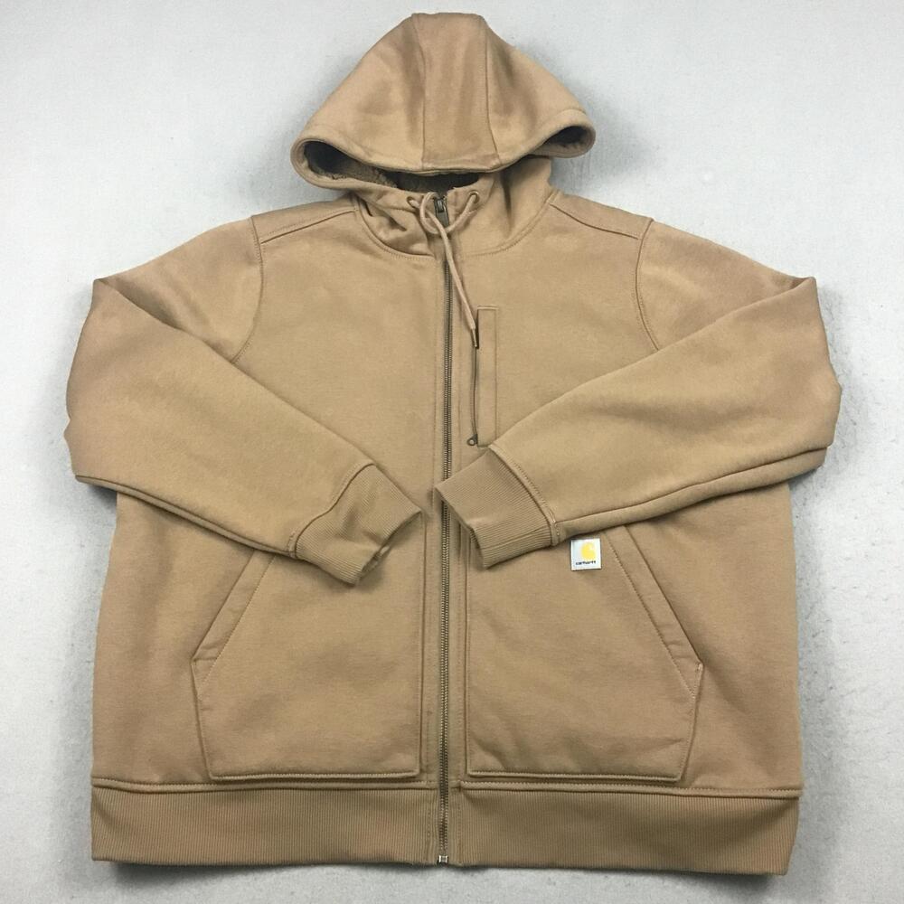 Carhartt Hoodie Men XL Brown Full Zip Lined Insulated Heavyweight Fleece